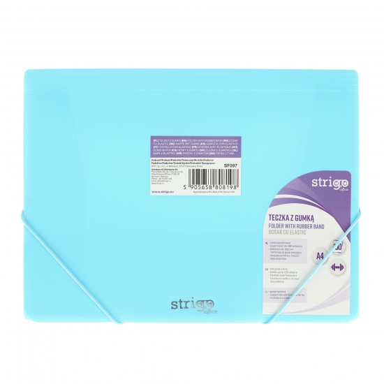 Mapa Strigo Plastic A4,banda elastica, neon albastru SF097