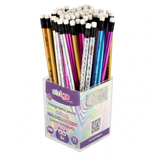 Creioane Strigo, corp holografic, cu guma de sters, HB, SSC359 Creioane Strigo, corp holografic, cu guma de sters, HB, SSC359