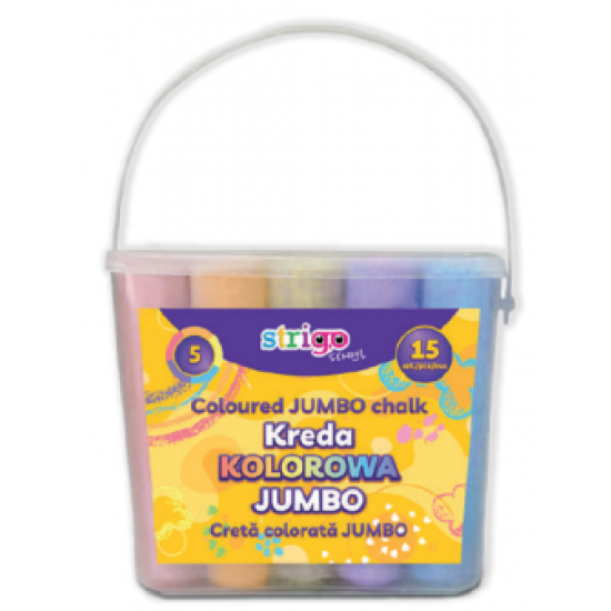 Cretă Strigo colorată Jumbo, 15 buc, 5 culori in galetusă SSC395 Cretă Strigo colorată Jumbo, 15 buc, 5 culori in galetusă SSC395