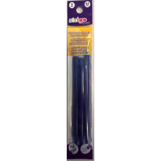 Rezerve Strigo pix cu mecanism, cerneala cu stergere, 0.7 mm, albastru, 3 buc/set, compatibile SSC400