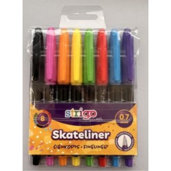 Fineliner Strigo Skateliner, 8 culori, 0.7mm SSC401