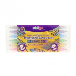 Markere Strigo duble, varf rotund si tip pensula, 6 culori metalizate SSC415 Markere Strigo duble, varf rotund si tip pensula, 6 culori metalizate SSC415