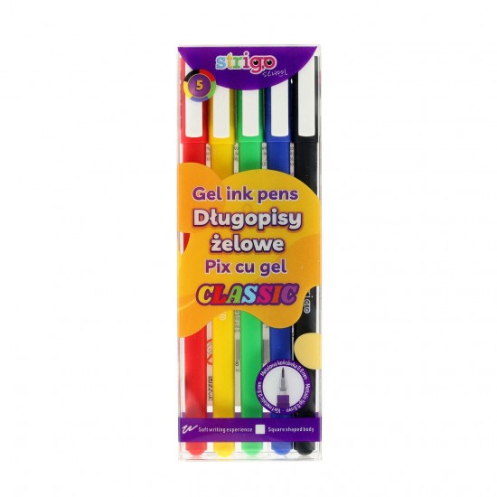 Pix cu gel Strigo Classic, 0.8mm, 5 culori/set SSC426 Pix cu gel Strigo Classic, 0.8mm, 5 culori/set SSC426