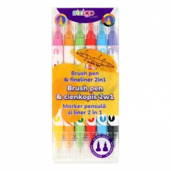 Evidentiator Strigo 2 in 1, pensula si liner, 6 buc/set, 12 culori SSC441 Evidentiator Strigo 2 in 1, pensula si liner, 6 buc/set, 12 culori SSC441