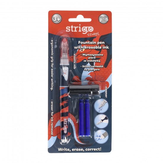 Stilou Strigo cerneala cu stergere + 2 rezerve + dispozitiv curatare, in blister, Dragon SSC474