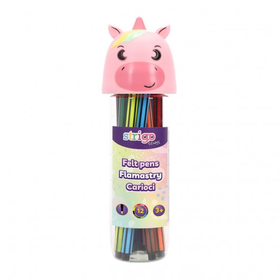 Strigo carioci lavabile 12 culori, cutie Unicorn, SSC480