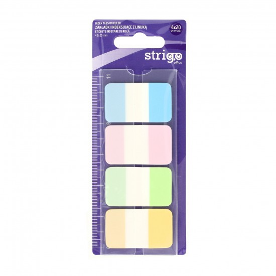 Etichete Indexare Strigo cu riglă 4x20 file, culori Pastel, 42x25mm SSN018 Etichete Indexare Strigo cu riglă 4x20 file, culori Pastel, 42x25mm SSN018