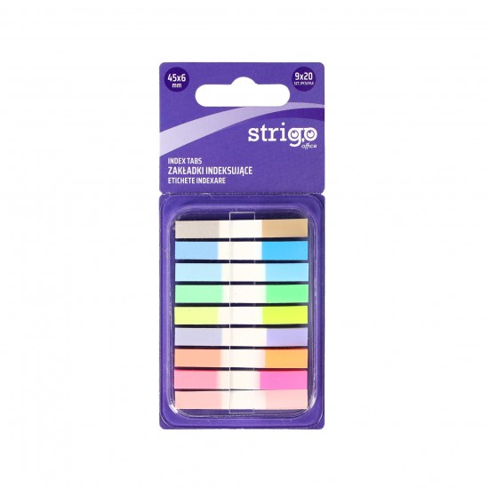 Etichete Indexare Strigo adezive, 9x20 file mix culori, 45x6 mm SSN021 Etichete Indexare Strigo adezive, 9x20 file mix culori, 45x6 mm SSN021