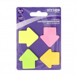 Notite autoadezive Strigo săgeți, 4x20 file neon, 35x35 mm SSN034