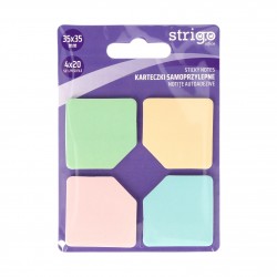 Notite autoadezive Strigo patrate, 4x20 file pastel, 35x35 mm SSN036