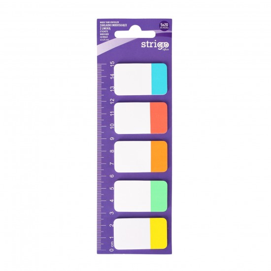 Etichete Indexare Strigo cu riglă 5x20 file, culori Neon, 45x20mm SSN039