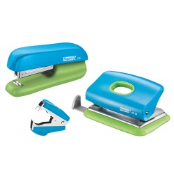 Set capsator plastic Rapid F5, perforator plastic FC10 si decapsator, 10 coli, blister, albastru-verde Set capsator plastic Rapid F5, perforator plastic FC10 si decapsator, 10 coli, blister, albastru-verde