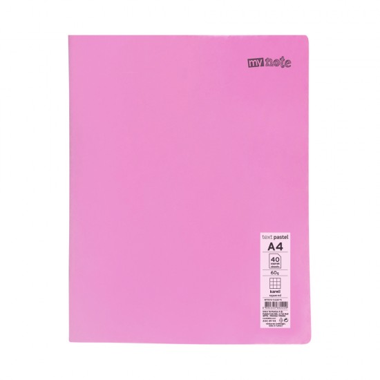 Caiet capsat Mynote, format A4, 40 file offset 60 g/mp, liniatura matematica, coperta PP pastel, mix de 8 culori Caiet capsat Mynote, format A4, 40 file offset 60 g/mp, liniatura matematica, coperta PP pastel, mix de 8 culori