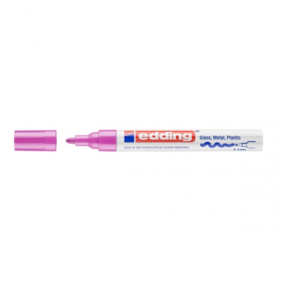 Marker Edding 750 cu vopsea, corp metalic, varf 2-4mm, roz Marker Edding 750 cu vopsea, corp metalic, varf 2-4mm, roz