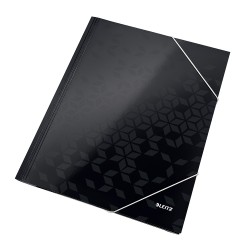 Mapa cu elastic Leitz WOW, carton laminat, A4, 250 coli, negru Mapa cu elastic Leitz WOW, carton laminat, A4, 250 coli, negru