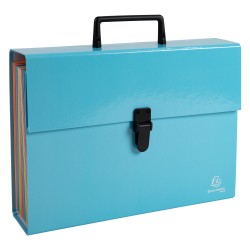 Mapa tip proiect cu maner Exacompta Aquarel, carton, A4, 18 compartimente, albastru Mapa tip proiect cu maner Exacompta Aquarel, carton, A4, 18 compartimente, albastru