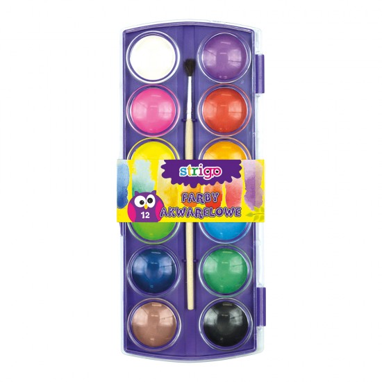 Acuarele Strigo cu pensula 12 culori Acuarele Strigo cu pensula 12 culori