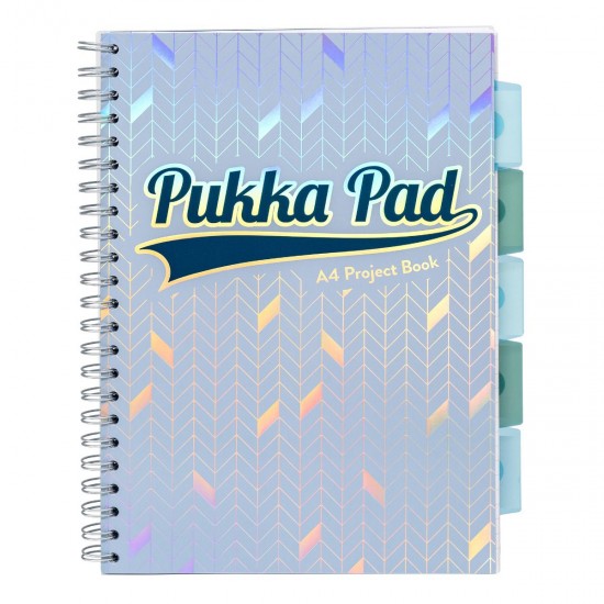 Caiet cu spirala si separatoare Pukka Pads Project Book Glee, 200 pag, matematica, A4, albastru deschis