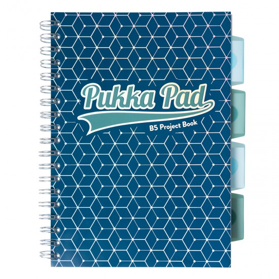 Caiet cu spirala si separatoare Pukka Pad Project Book Glee 200 pag, matematica B5 albastru inchis