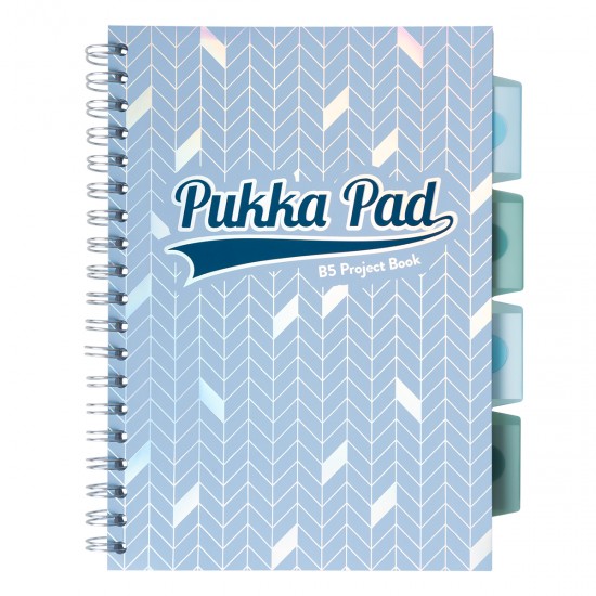 Caiet cu spirala si separatoare Pukka Pad Project Book Glee 200 pag, matematica B5 albastru deschis