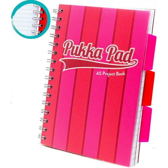 Set 3 caiete cu spirala si separatoare Pukka Pads Project Book Vogue 200 pag dictando A5 albastru/roz Set 3 caiete cu spirala si separatoare Pukka Pads Project Book Vogue 200 pag dictando A5 albastru/roz