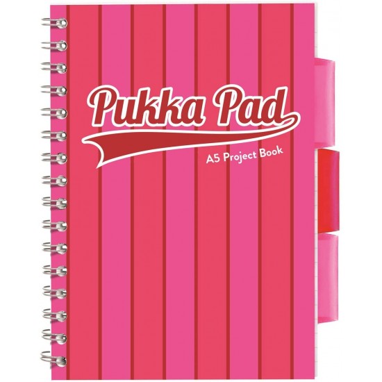 Set 3 caiete cu spirala si separatoare Pukka Pads Project Book Vogue 200 pag dictando A5 albastru/roz Set 3 caiete cu spirala si separatoare Pukka Pads Project Book Vogue 200 pag dictando A5 albastru/roz