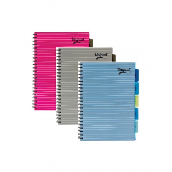 Set 3 caiete cu spirala si separatoare UniPads, A4, dictando, 200 pag, roz, albastru, gri Set 3 caiete cu spirala si separatoare UniPads, A4, dictando, 200 pag, roz, albastru, gri