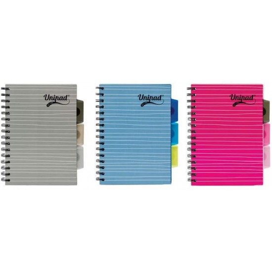Set 3 caiete cu spirala si separatoare UniPads, A5, dictando, 200 pag, roz albastru, gri Set 3 caiete cu spirala si separatoare UniPads, A5, dictando, 200 pag, roz albastru, gri