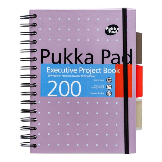 Caiet cu spirala si separatoare Pukka Pads A5 Executive Metallic Project Book, 200 pag, 80 g, coperti cartonate