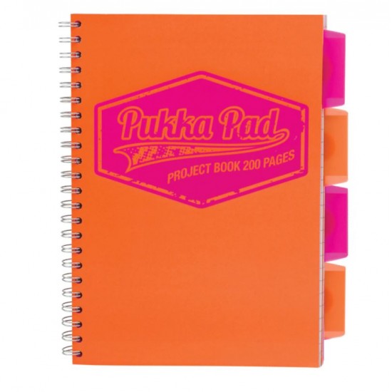 Caiet cu spirala si separatoare Pukka Pads Project Book Neon B5 200 pag matematica portocaliu Caiet cu spirala si separatoare Pukka Pads Project Book Neon B5 200 pag matematica portocaliu