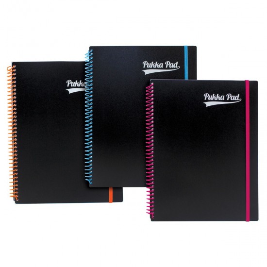 Set 3 caiete cu spirala Pukka Pads PP Neon A4 200 pag dictando, cu 4 perforatii indosariere, coperti PP, mix culori Set 3 caiete cu spirala Pukka Pads PP Neon A4 200 pag dictando, cu 4 perforatii indosariere, coperti PP, mix culori