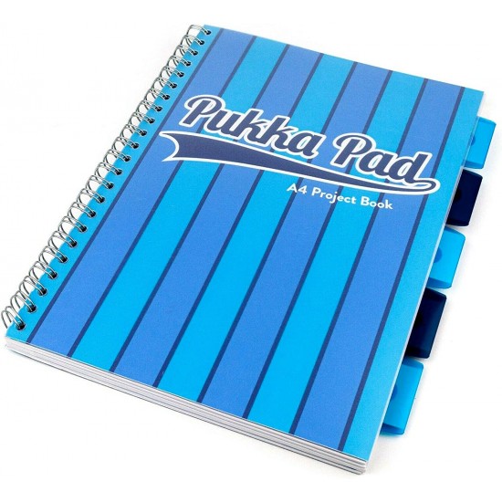 Caiet cu spirala si separatoare Pukka Pads Project Book Vogue 200 pag dictando A4 albastru