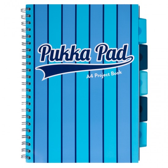 Caiet cu spirala si separatoare Pukka Pads Project Book Vogue 200 pag dictando A4 albastru