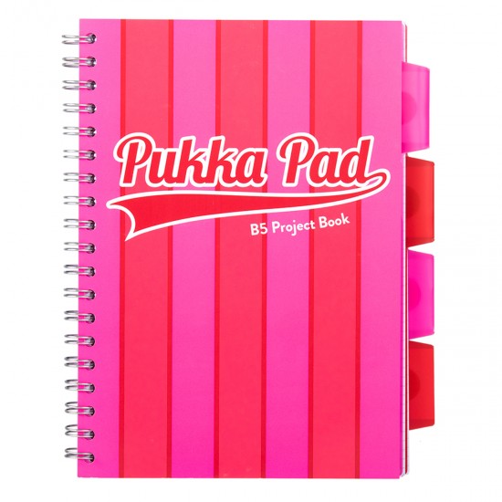 Caiet cu spirala si separatoare Pukka Pads Project Book Vogue 200 pag matematica B5 roz