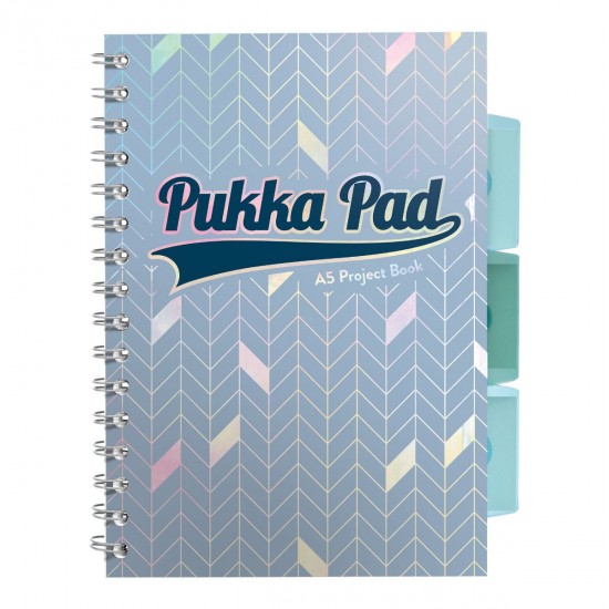 Caiet cu spirala si separatoare Pukka Pads Project Book Glee 200 pag, dictando A5 albastru deschis Caiet cu spirala si separatoare Pukka Pads Project Book Glee 200 pag, dictando A5 albastru deschis