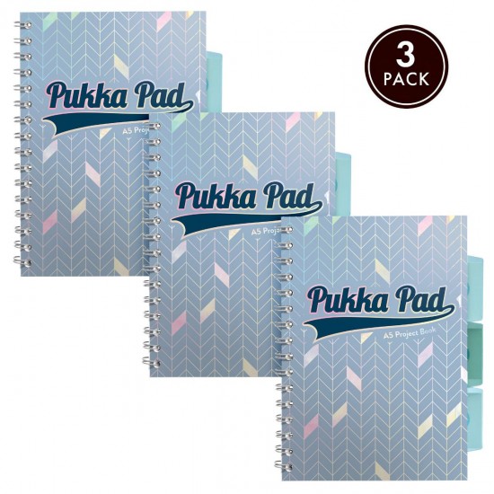 Caiet cu spirala si separatoare Pukka Pads Project Book Glee 200 pag, dictando A5 albastru deschis Caiet cu spirala si separatoare Pukka Pads Project Book Glee 200 pag, dictando A5 albastru deschis