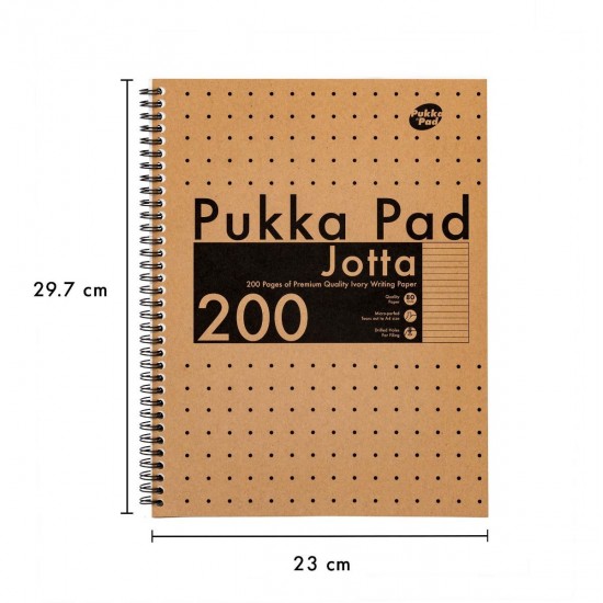 Caiet cu spirala Pukka Pads Jotta Kraft, A4 dictando, 200 pag, hartie 80 g, cu 4 perforatii indosariere, coperti cartonate