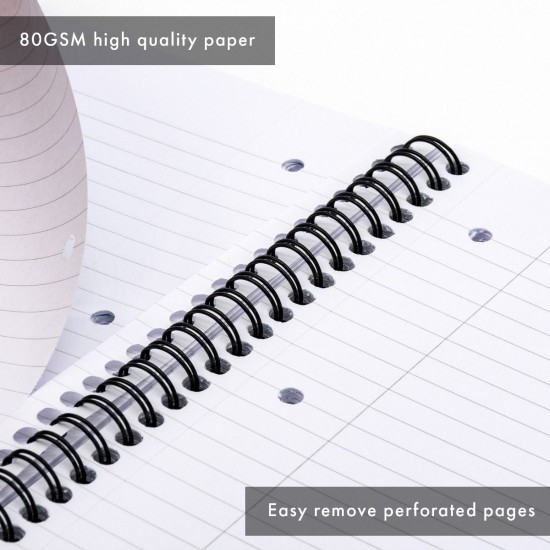 Caiet cu spirala Pukka Pads Stripes dictando A4, 200 pag, coperti PP, albastru Caiet cu spirala Pukka Pads Stripes dictando A4, 200 pag, coperti PP, albastru