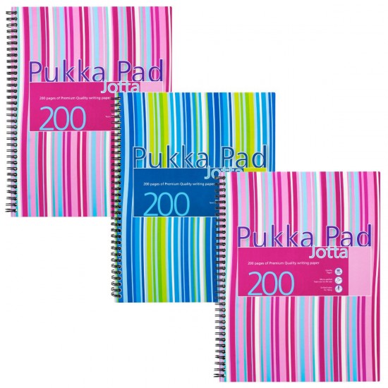Caiet cu spirala Pukka Pads Stripes dictando A4, 200 pag, coperti PP, albastru