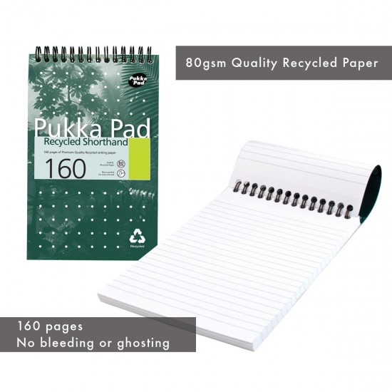 Caiet cu spirala Pukka Pads Recycled Pad 128 x 203mm, 160 pag, hartie 80 g, 100% reciclata, coperti cartonate