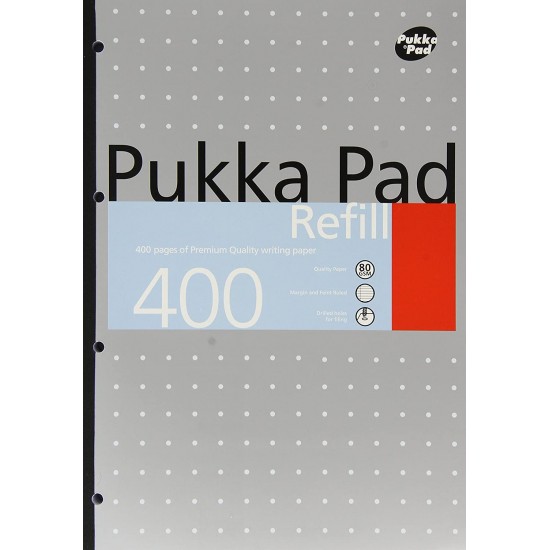 Rezerva Pukka Pads A4 dictando, 400 pag, cu 4 perforatii pentru bilblioraft, SILVER