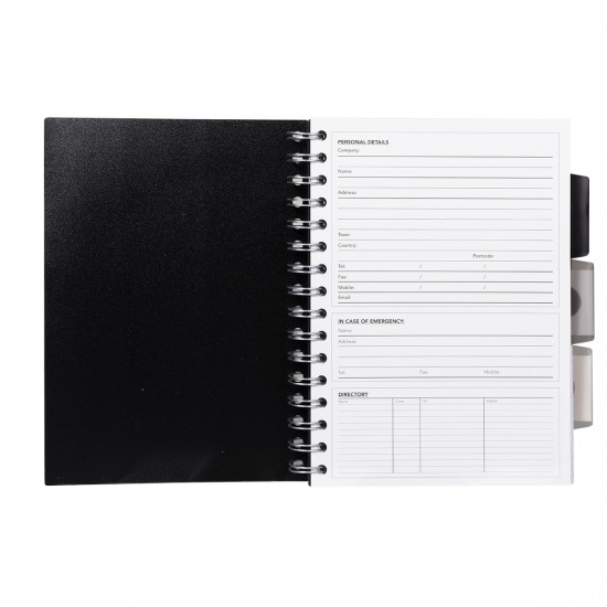 Caiet cu spirala si separatoare Pukka Pads Black Project Book A5 dictando, 250 pag, coperti PP Caiet cu spirala si separatoare Pukka Pads Black Project Book A5 dictando, 250 pag, coperti PP