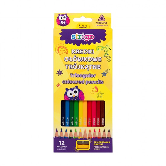 Creioane colorate Strigo cu ascutitoare, 12 culori