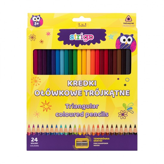Creioane colorate Strigo, 24 culori, cu ascutitoare Creioane colorate Strigo, 24 culori, cu ascutitoare