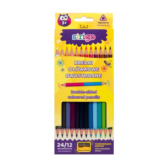 Creioane colorate duble, Strigo, 12 bucati, 24 culori