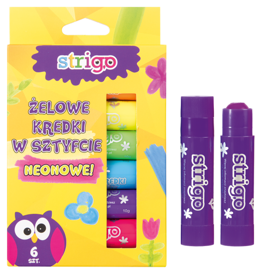 Creioane Strigo Gel Stick 6 culori 10g, neon