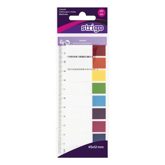 Etichete indexare Strigo adezive 8 paduri 45x12mm 120 file multicolor