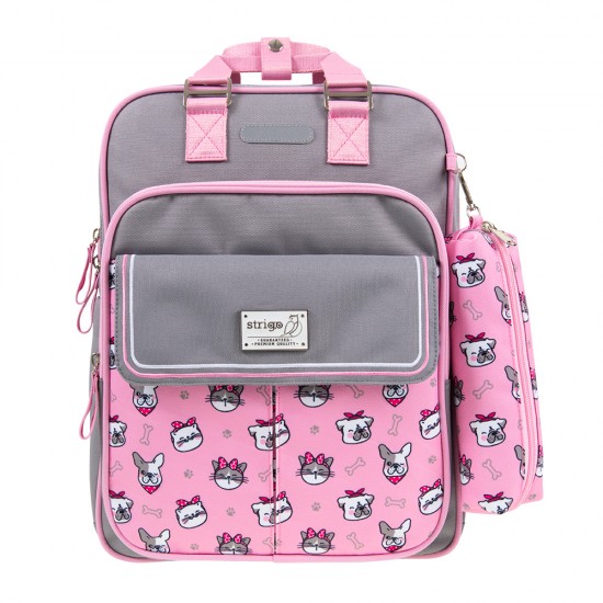 Ghiozdan Strigo cube, cu Penar, roz, 29 x 39 x 15, 24 litri Ghiozdan Strigo cube, cu Penar, roz, 29 x 39 x 15, 24 litri