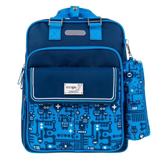 Ghiozdan Strigo cube, cu Penar, albastru inchis, 29 x 39 x 15, 24 litri Ghiozdan Strigo cube, cu Penar, albastru inchis, 29 x 39 x 15, 24 litri