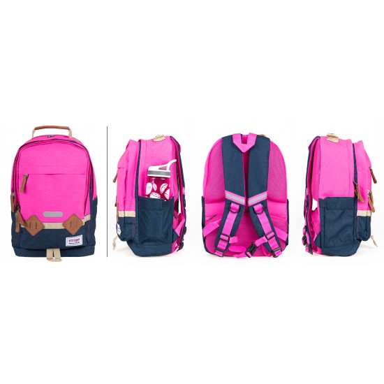 Ghiozdan Strigo BL23, Everyday basic,40x28x15 aquamarin/roz fucsia, 25 litri